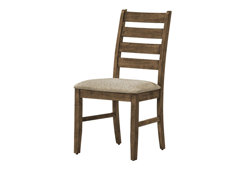 English Elm Dining Chair Set of 2 - 38" Tall Upholstered Ladder-Back Side Chairs, Antique Brown Finish, 250lb Capacity B2710P287009