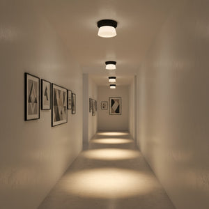 English Elm 7 Inch Led Flush Mount Ceiling Light with Etched Glass Diffuser for Modern Interiors B370P399114