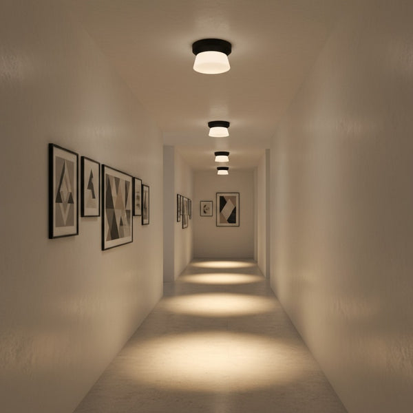 English Elm 7 Inch Led Flush Mount Ceiling Light with Etched Glass Diffuser for Modern Interiors B370P399114