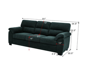 English Elm 3-seater Track Arm Sofa Tufted Textured Fabric Couch for Modern Living Rooms Dark Gray W5568S00009