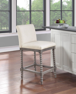 OSP Home Furnishings Abbott 26" Spindle Stool Linen / Brushed Grey