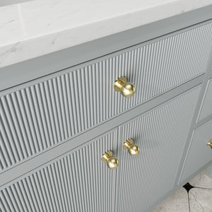 English Elm Fully Assembled 48" Grey Single Sink Bathroom Vanity with Solid Rubberwood, Carrara Top, Soft-Close Drawers W1826P308981