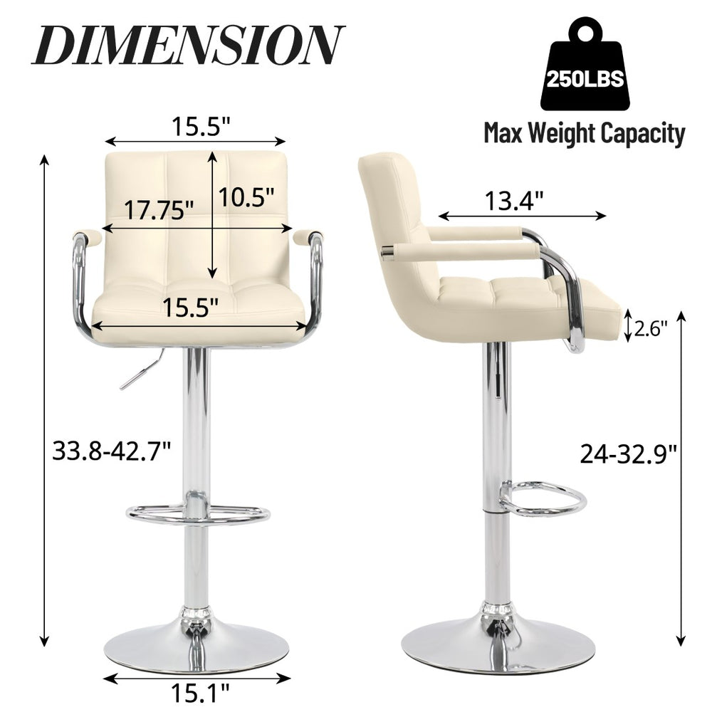 English Elm Hengming Adjustable Trumpet Base Bar Chairs Padded Ergonomic Seating Set of 2 W212P454062
