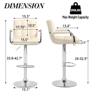 English Elm Hengming Adjustable Trumpet Base Bar Chairs Padded Ergonomic Seating Set of 2 W212P454062