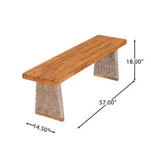 English Elm Christopher Knight Home® - Outdoor Acacia Wood Dining Table Set With Bench - Weather-Resistant, Easy Assembly, Custom Colors N773OD00039B