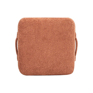 English Elm Jennifer Taylor Home - Clyde 14" Tapered Square Upholstered Ottoman in Spice Fleece Teddy Fabric — Compact Cozy Footrest and Seat Orange B2719P269257