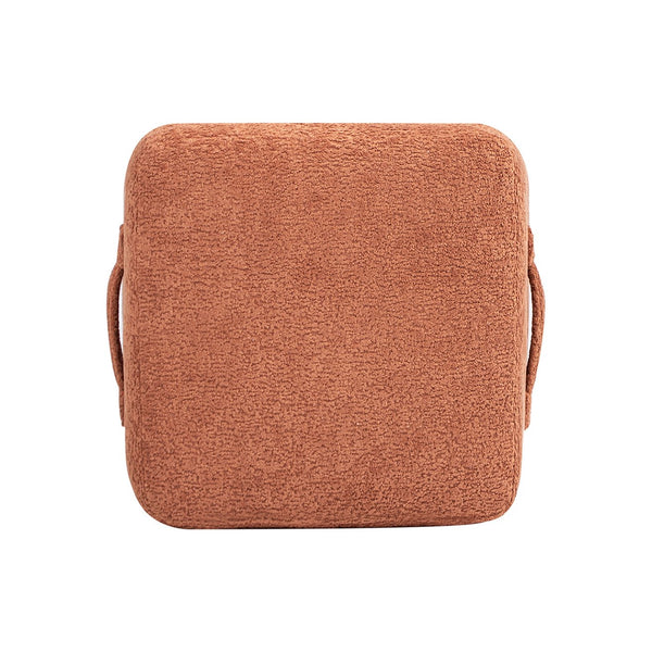 English Elm Jennifer Taylor Home - Clyde 14" Tapered Square Upholstered Ottoman in Spice Fleece Teddy Fabric — Compact Cozy Footrest and Seat Orange B2719P269257