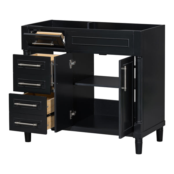 English Elm 36'' 36" Bathroom Vanity Freestanding Storage Cabinet with 3 Soft-Close Drawers, Solid Wood Frame, 300lb Capacity WF322109AAB