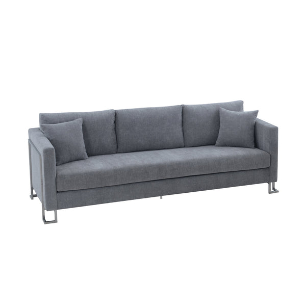 English Elm Kelora Gray Upholstered Sofa with Plush Foam Cushions, Seats 4, Durable Fabric, No Assembly Needed B2736P354333