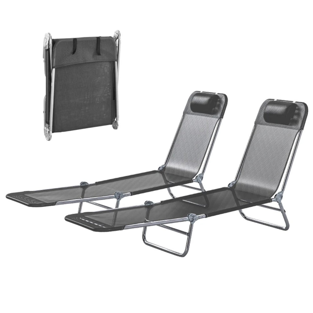 English Elm Handy Folding Outdoor Chaise Lounge Set of 2 Mesh Poolside Reclining Loungers T3971P481605