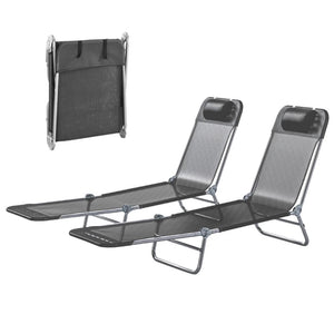 English Elm Handy Folding Outdoor Chaise Lounge Set of 2 Mesh Poolside Reclining Loungers T3971P481605