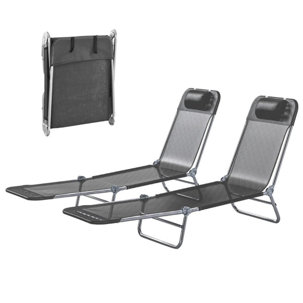 English Elm Handy Folding Outdoor Chaise Lounge Set of 2 Mesh Poolside Reclining Loungers T3971P481605