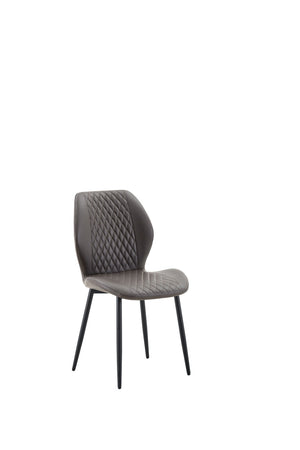 English Elm 4-piece Diamond Quilted Upholstered Dining Chair Set with Sleek Black Metal Legs Black,Dark Gray W1151P458005