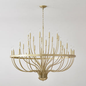 English Elm 36-light Matte Black Iron Candle Chandelier Farmhouse Industrial Style for Large Dining Rooms W5008P464950