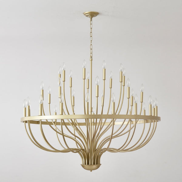 English Elm 36-light Matte Black Iron Candle Chandelier Farmhouse Industrial Style for Large Dining Rooms W5008P464950
