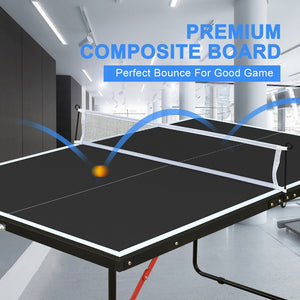 English Elm 4.5ft Foldable Ping Pong Table Mdf Surface with Net and Paddles for Play Anywhere W1408P451416