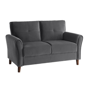 English Elm Gray Velvet Upholstery Loveseat with Tufted Plush Seatbacks, Flared Arms & Solid Wood Frame, Modern Comfort B011P204913