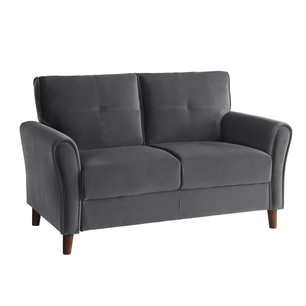English Elm Gray Velvet Upholstery Loveseat with Tufted Plush Seatbacks, Flared Arms & Solid Wood Frame, Modern Comfort B011P204913