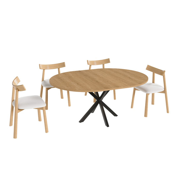 English Elm 59-inch Expandable Glass Top Dining Set Seats 8 with Upholstered Chairs X-base W2700S00124