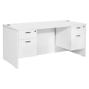 OSP Home Furnishings Napa Executive Office Desk with Dual Pedestals Engineered Wood Storage for Home Workspaces 66"X30" White NAPWHT-TYP3