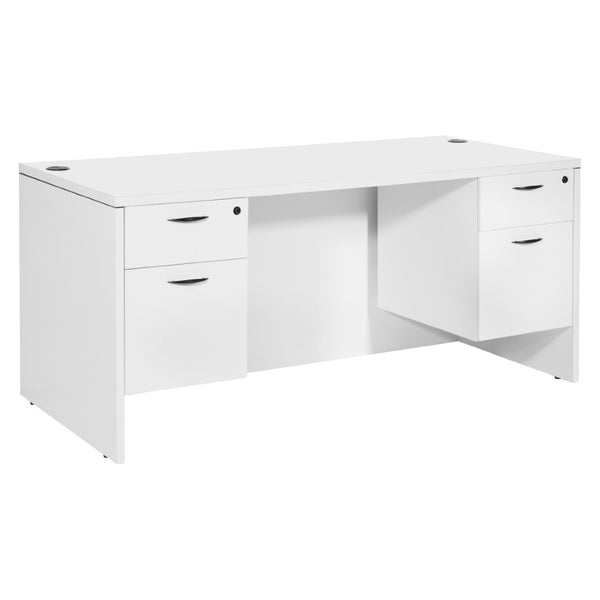 OSP Home Furnishings Napa Executive Office Desk with Dual Pedestals Engineered Wood Storage for Home Workspaces 66"X30" White NAPWHT-TYP3