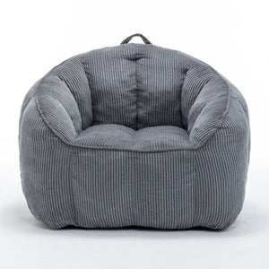 English Elm Giant Corduroy Bean Bag with Armrests Shredded Foam Lounge Chair for Living Room Dark Gray W2200P442623