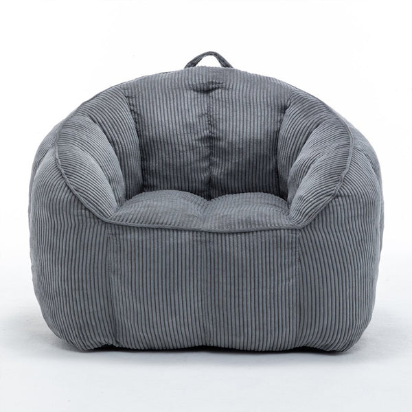 English Elm Giant Corduroy Bean Bag with Armrests Shredded Foam Lounge Chair for Living Room Dark Gray W2200P442623