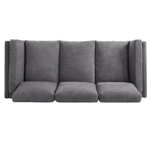 English Elm Modern Three Seat Chenille Sofa with Pocket Spring Cushions for Living Rooms Grey N763P351754E