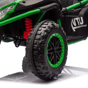 English Elm 24v Two Seater Kids Utv with Parental Remote Dual Motors Four Wheel Suspension Led Green W1578P198435