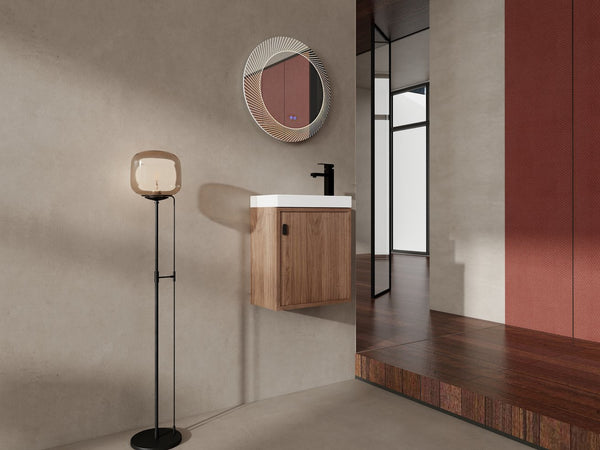 English Elm 18.5" Wall-Mounted Bathroom Vanity With Resin Sink, Soft-Close Door & Stylish Natural Walnut Finish W1972P362141
