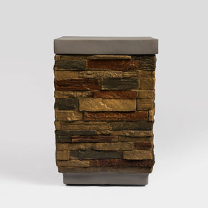 English Elm 60" Propane Gas Fire Pit Table 2-Pieces 60000 BTU Rectangular Concrete Sandstone with Cover & Lava Rocks W853S00007