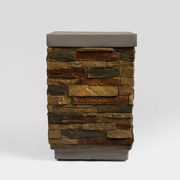 English Elm 60" Propane Gas Fire Pit Table 2-Pieces 60000 BTU Rectangular Concrete Sandstone with Cover & Lava Rocks W853S00007