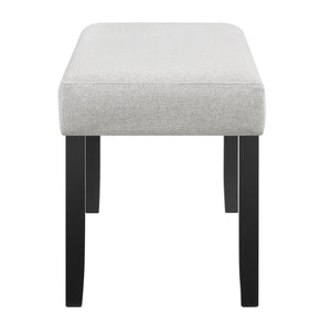 English Elm 1pc Upholstered Bench with Neutral Fabric and Dark Wood Legs for Stylish, Comfortable Dining Room Seating Black,Light Gray 16.73 L x 42.52 W x 5.71 H B2741P370390