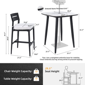 English Elm Modern 5Pc Outdoor Patio Bar Set – Stylish Sintered Stone Table & Comfortable Aluminum Stools! W1886S00022