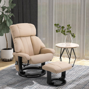 English Elm Homcom Massage Recliner Chair With Ottoman, 10-Point Vibration, 360° Swivel, Pu Leather Comfort W2225P217945