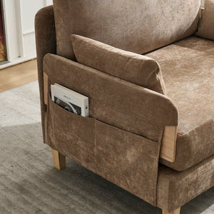 English Elm Foldable sofa bed recliner with three pillows, 3-in-1 convertible sleeper for small spaces, mid-century modern comfort Light Brown W395P290557