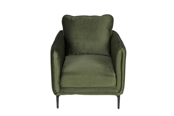 English Elm Accent Chair Velvet Upholstered Channel Tufted Arms with Bold Metal Legs Modern Lounge Dark Green B089P416563