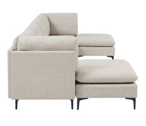 English Elm Linen Upholstered Modular Sectional Sofa with Tall Black Metal Legs for Open Living Almond B2748S00185