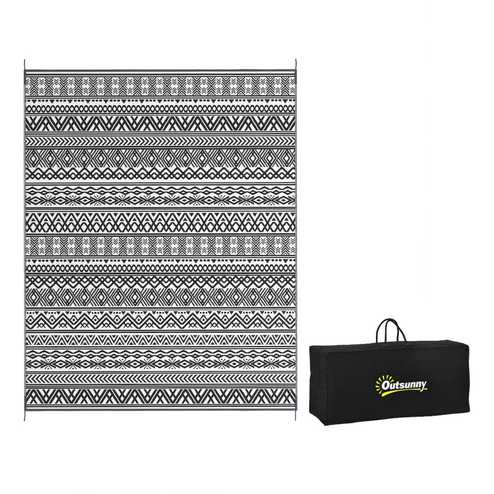 English Elm Outsunny Reversible Boho Polypropylene Outdoor Rug Waterproof Portable Mat with Carry Bag W2225P174557
