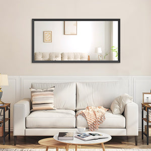 English Elm 60"x30" Oversized Modern Rectangle Bathroom Mirror with Slim Aluminum Frame, Explosion-Proof Glass, Versatile Mounting Options for Vanity, Entryway, Bedroom, Living Room Black W708P297669