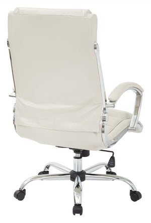 OSP Home Furnishings Executive Faux Leather Office Chair with Lumbar Support Chrome Accents and Padded Arms FL1327C-U28