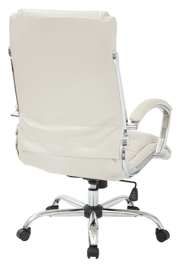 OSP Home Furnishings Executive Faux Leather Office Chair with Lumbar Support Chrome Accents and Padded Arms FL1327C-U28