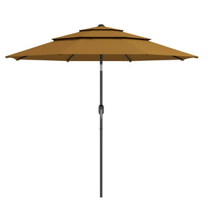 English Elm Outsunny 9Ft 3-Tier Patio Umbrella With Crank & Tilt - Stylish Shade For Decks, Gardens & More! W2225P200465-GIGA