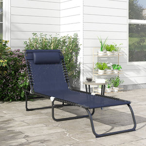 English Elm Outsunny Folding Chaise Lounge Chair - Adjustable 4-Position Poolside Relaxation With Breathable Mesh Seat W2225P229492-GIGA