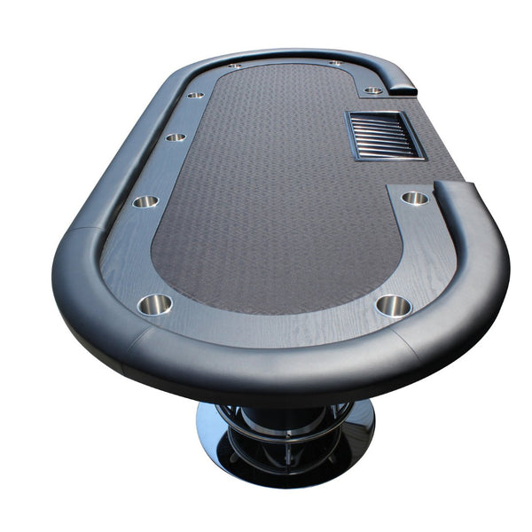 English Elm Ino Design 96 Inch Oval Poker Table with Waterproof Felt Cup Holders and Chip Tray W2748S00068