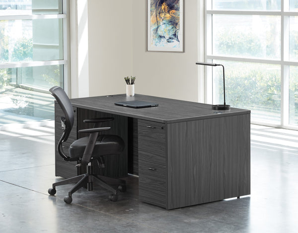 OSP Home Furnishings Napa Executive Desk with Dual Pedestal Storage for a Polished Home Office NAPSGW-TYP2
