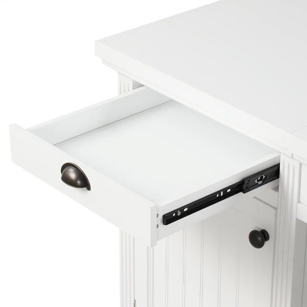 English Elm 67''Modern Executive Desk with 3 Drawers & 2 Cabinets, Spacious White MDF Workstation with Adjustable Shelves and Chic Vertical Edge Design for Home Office N751S211942K