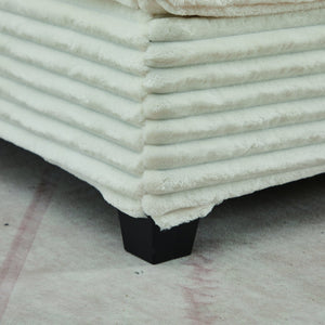 English Elm Corduroy Plush U-Shaped Sectional Sofa with Storage Ottoman, Pet-Friendly Durable Modular Comfort Beige W2915S00062