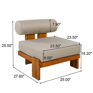 English Elm Patio Acacia Wood Club Chairs Set of 2 with Round Cushions for Outdoor Seating N776P387846D