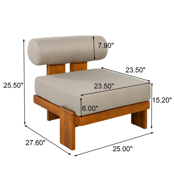 English Elm Patio Acacia Wood Club Chairs Set of 2 with Round Cushions for Outdoor Seating N776P387846D